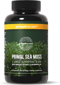 Primal Harvest Sea Moss Capsules with Bladderwack and Irish Sea Moss, Chlorella, Broccoli Seed Extract Plant-Based Supplements for Adults