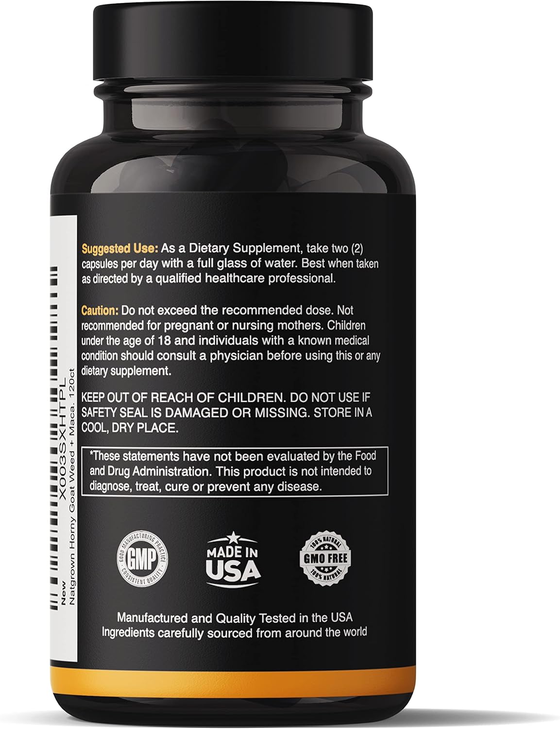 Natgrown Horny Goat Weed and Maca Root Extract Supplement for Men & Women (Epimedium Extract, Hornygoatweed) Vegan Capsules -120 Ct