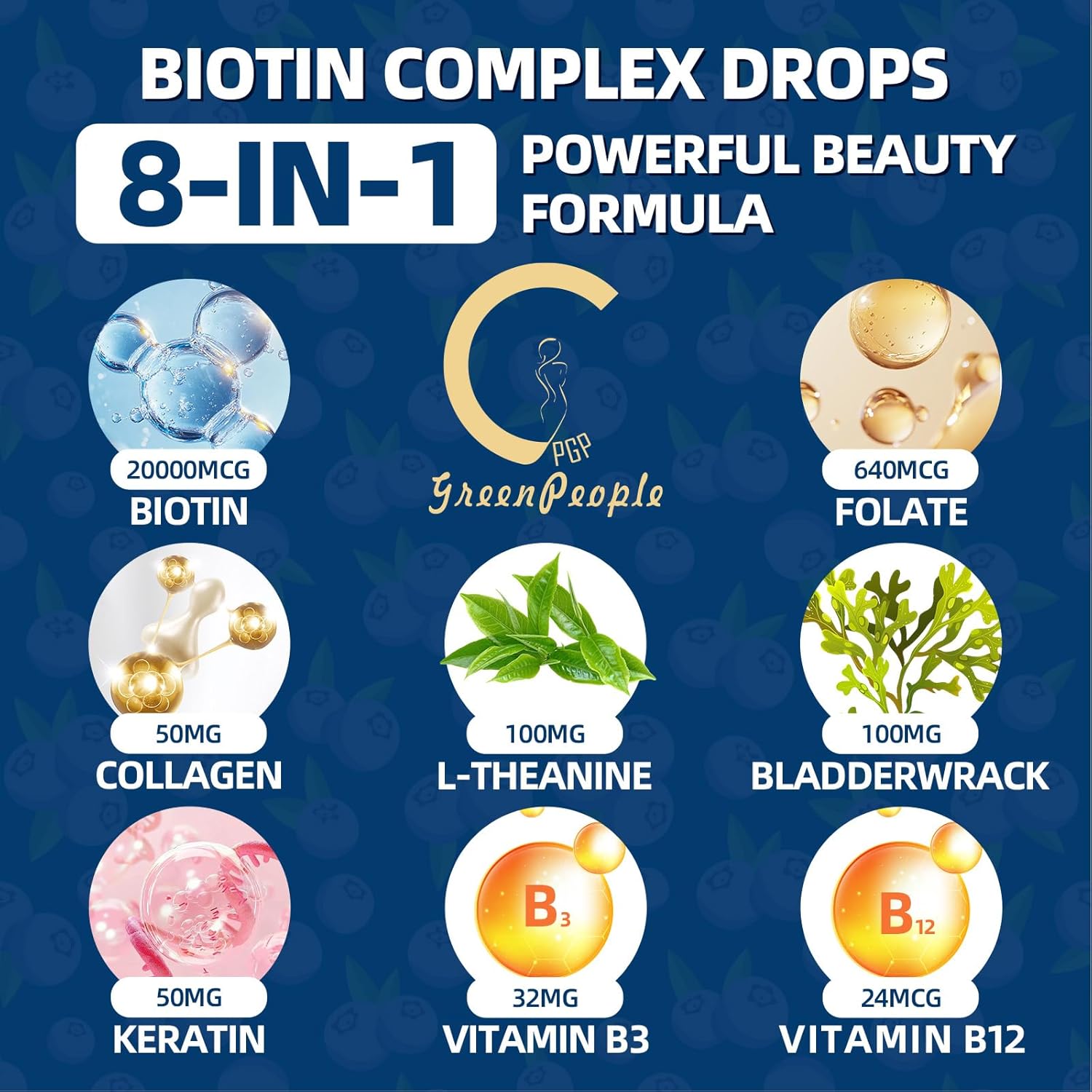 Liquid Biotin & Collagen Drops 20,000mcg--High Potency Hair Growth Vitamin Support - Biotin and Liquid Collagen Supplement for Women & Men - Glowing Skin Support, Healthy Hair & Nail Growth - 4 Fl Oz