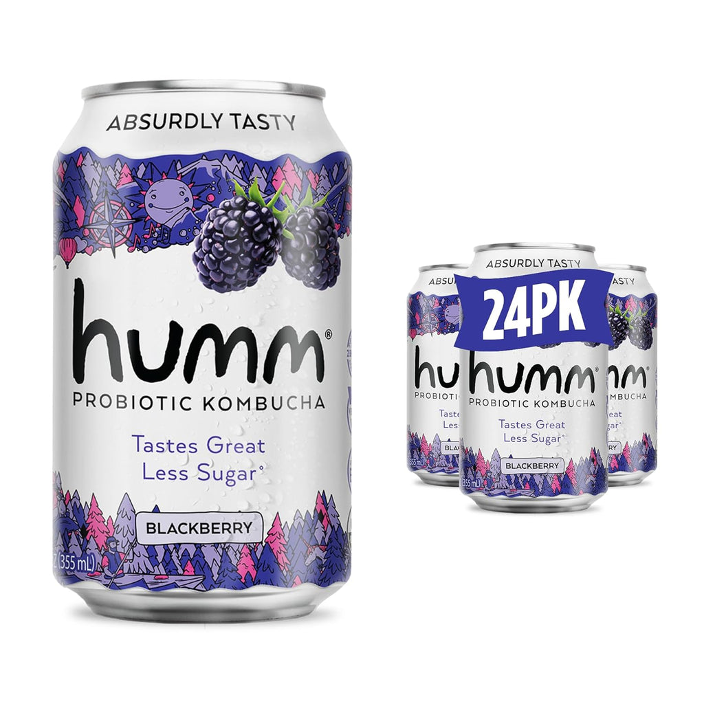 Humm Kombucha Blackberry, Organic, Vegan & GMO Free (24 Pack)