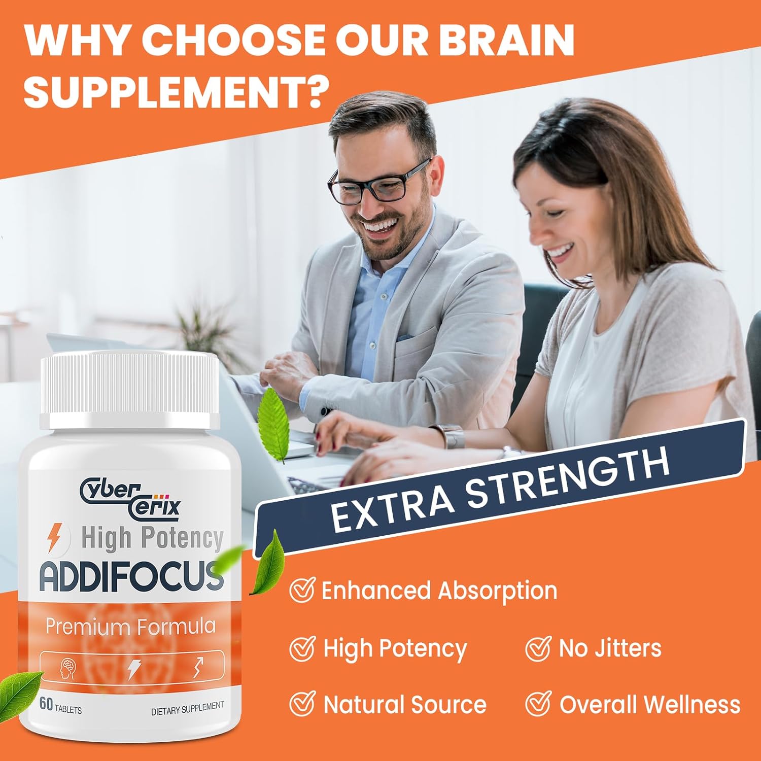 17-in-1 Brain Supplement for Memory and Focus - Nootropic Brain Supplement for Concentration, Clarity, Energy & Focus - Natural Caffeine Blend with Vitamins, Amino Acids & Herbal Extracts - 60 Tablets