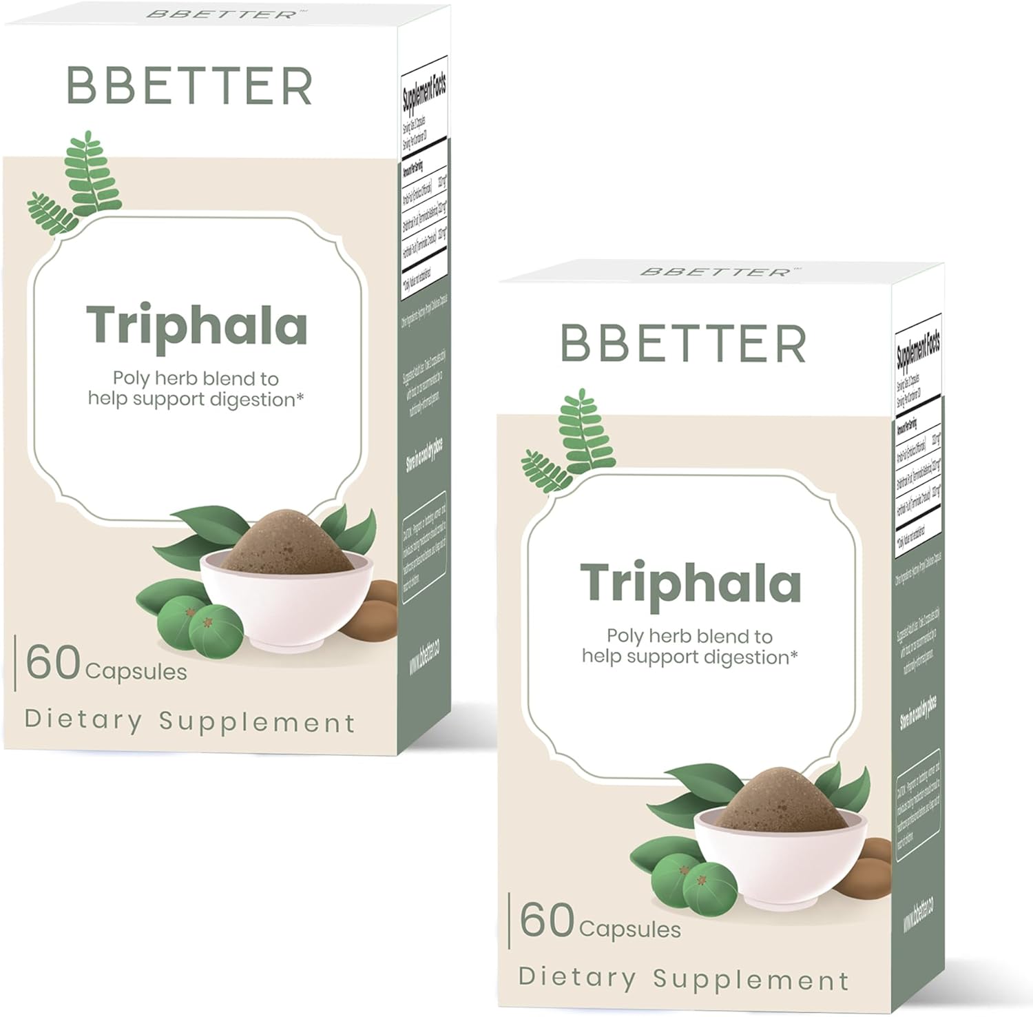 BBETTER Triphala – Ayurvedic Herbal Supplement with Amla, Haritaki & Bibhitaki for Occasional Constipation & Bloating – Supports Digestion, Healthy Bowel Function, Colon Cleanse & Detox - 120 Capsules