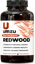 UMZU Redwood Blood Flow Nitric Oxide Supplement for Men & Women, Blood Pressure, Circulation, Stamina, Energy (30 Day Supply | 180 Capsules)