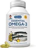 ANDREW LESSMAN Essential Omega-3 Unflavored - 60 Softgels - Ultra-Pure, High Potency Omega-3 Oils. High DHA, No Stomach Upset, No Contaminants, No Mercury. Small Easy to Swallow Softgels