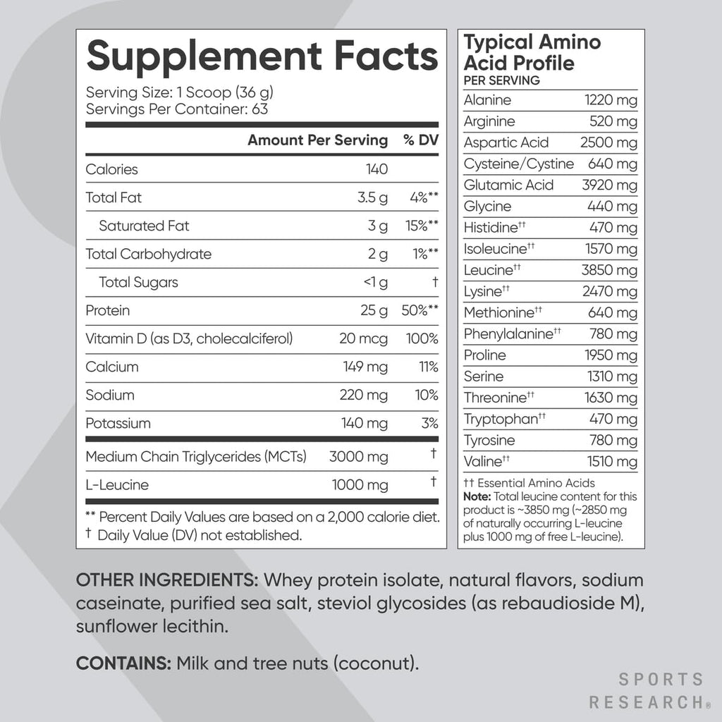 Sports Research Whey Protein - Sports Nutrition Whey Isolate Protein Powder for Lean Muscle Building & Workout Recovery - 5 lb Bag Bulk Protein Powder - Creamy Vanilla, 63 Servings