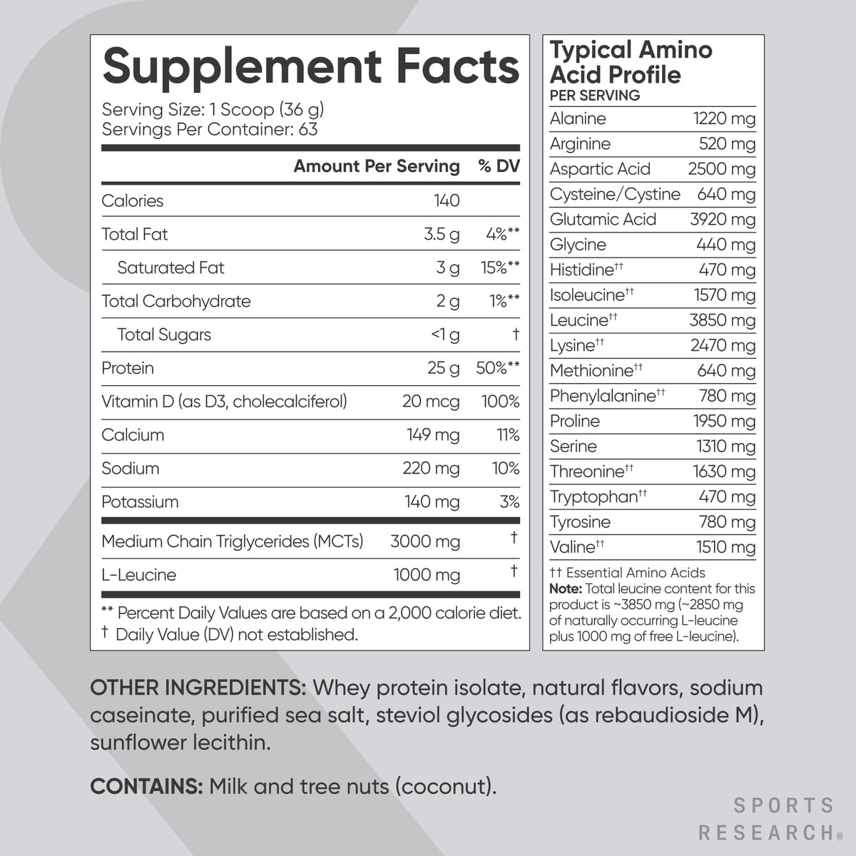 Sports Research Whey Protein - Sports Nutrition Whey Isolate Protein Powder for Lean Muscle Building & Workout Recovery - 5 lb Bag Bulk Protein Powder - Creamy Vanilla, 63 Servings