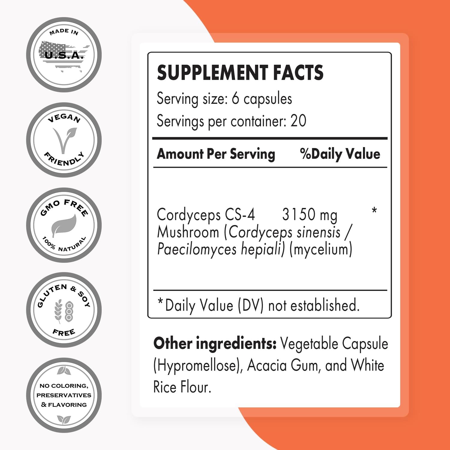 Supersmart - Cordyceps Cs-4 3150mg per Day (Hight Strength) - Cordyceps Mushroom Supplement - Endurance & Energy | Non-GMO & Gluten Free - 120 Vegetarian Capsules