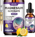 Magnesium Glycinate Supplement, Magnesium Liquid Drops with Magnesium Glycinate 500mg Vitamin B6, Ashwagandha, L - Theanine, Chamomile -Support Stress Relief, Bone, Muscle, Mood Vegan