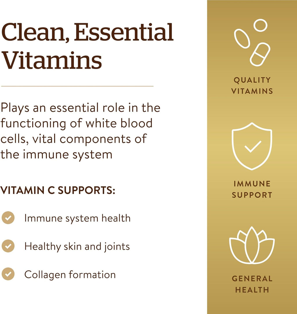 Solgar Vitamin C 1000 mg, 250 Vegetable Capsules - Antioxidant & Immune Support - Overall Health - Healthy Skin & Joints - Bioflavonoids Supplement - Non GMO, Vegan, Gluten No, Kosher - 250 Servings