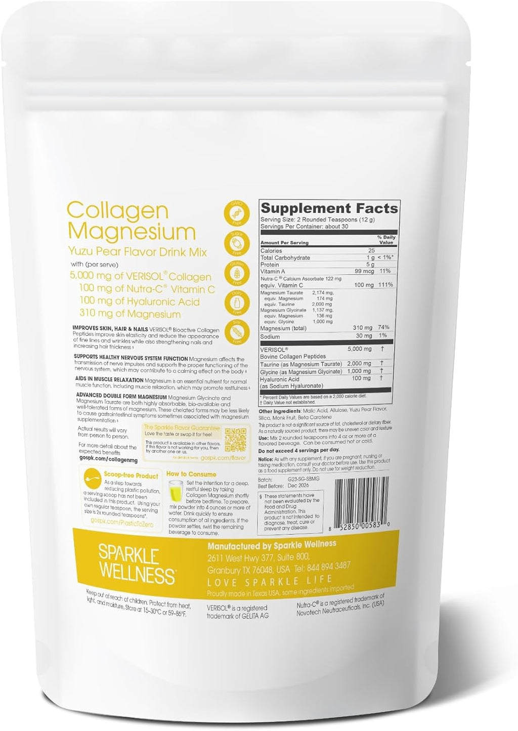 Collagen Magnesium Rest + Restore (Yuzu Pear) [30 Serves] | VERISOL Bioactive Collagen Peptides, Magnesium Glycinate & Taurate Salts | Lauren Roxburgh Rest + Restore | Calming Nightly Beauty Routine