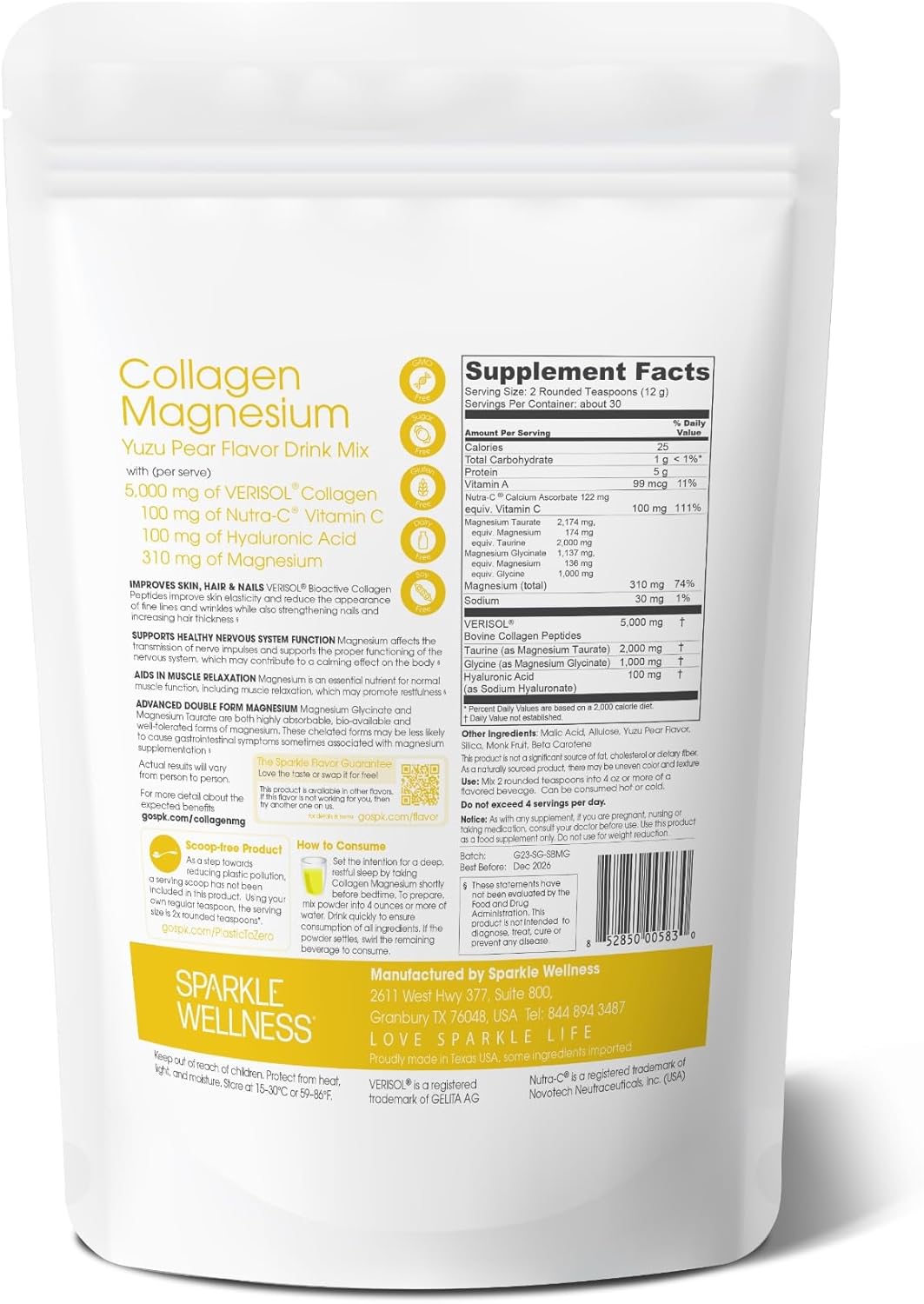 Collagen Magnesium Rest + Restore (Yuzu Pear) [30 Serves] | VERISOL Bioactive Collagen Peptides, Magnesium Glycinate & Taurate Salts | Lauren Roxburgh Rest + Restore | Calming Nightly Beauty Routine