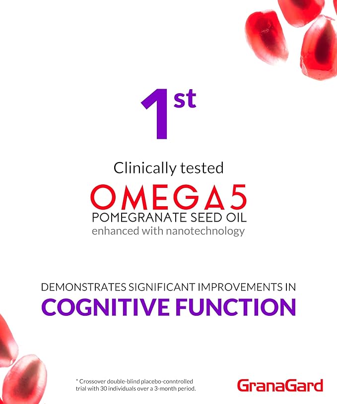 CLINICALLY PROVEN (2-Month Supply) BRAIN SUPPLEMENTS WITH ANTI AGING, Memory Pills, Omega 5 Pomegranate Supplement, 1 bottles 120ct
