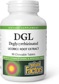 Natural Factors Chewable DGL 400 mg, Licorice Extract for Healthy Digest, 90 Chewable Tablets