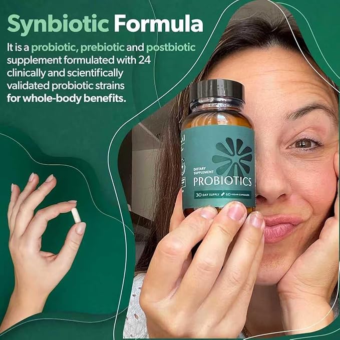 Premium Probiotics - Digestive Health Probiotic - Gut Support for Men & Women with Xylooligosaccharides, Gluten Free & Vegan - (60 Count)