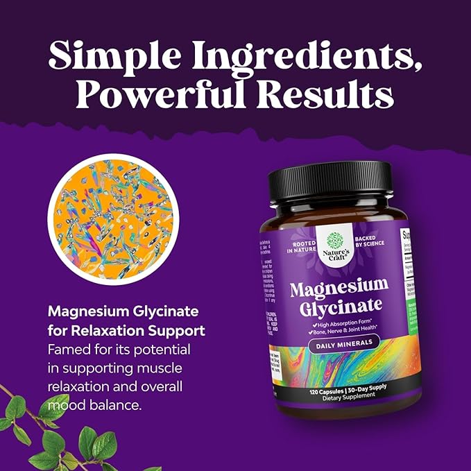 Pure Magnesium Glycinate Supplement 500mg - Magnesium for Sleep and Rest Capsules for Men & Women - Unflavored Vegan High Absorption Pills for Relaxation Support - 120 Count
