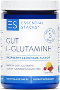 Essential Stacks Gut L-Glutamine Powder - Exclusively Made in USA - Pure L Glutamine Powder for Gut Health (50 Servings, Raspberry Lemonade)
