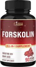 Organic Cadane Forskolin Supplement with Coenzyme Q10 & Grape Seed Extract | Supports Body Management & Energy | Vegan, Non-GMO – 90 Capsules – 45-Day Supply