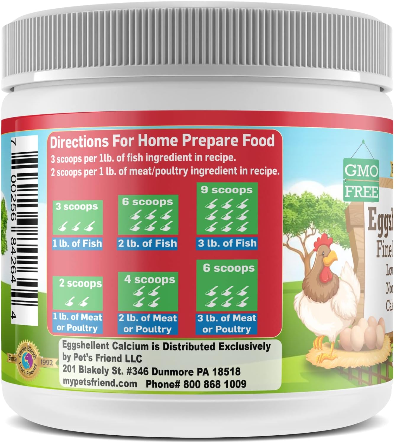 Calcium for Dogs and Cats - Fine Eggshell Powder - Strong Hip & Joint Supplement for Dogs and Cats- Dietary Supplement - No Additives - Pet's Friend Eggshellent Calcium 6oz