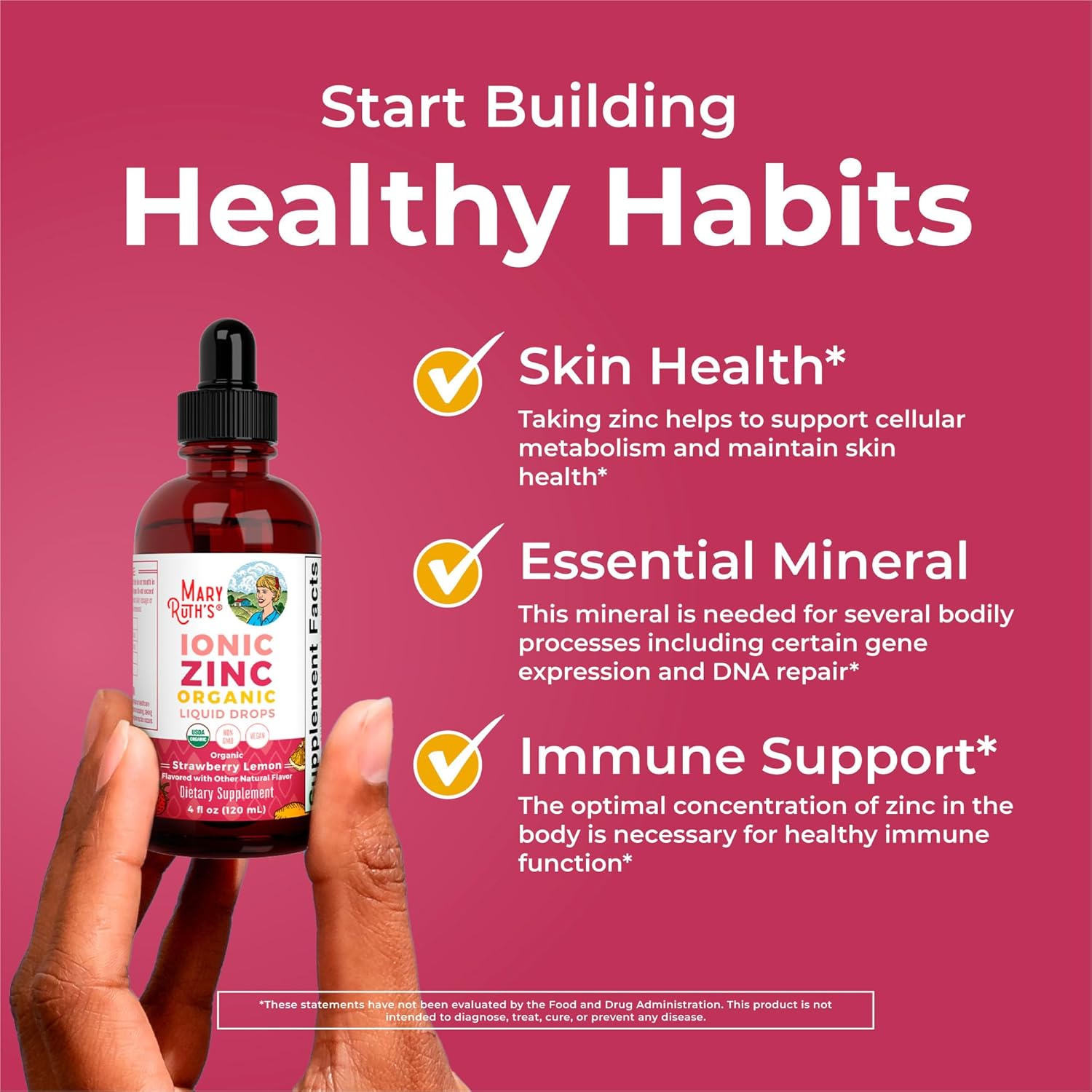 MaryRuth Organics Organic Strawberry Lemon Ionic Zinc, 4 FZ