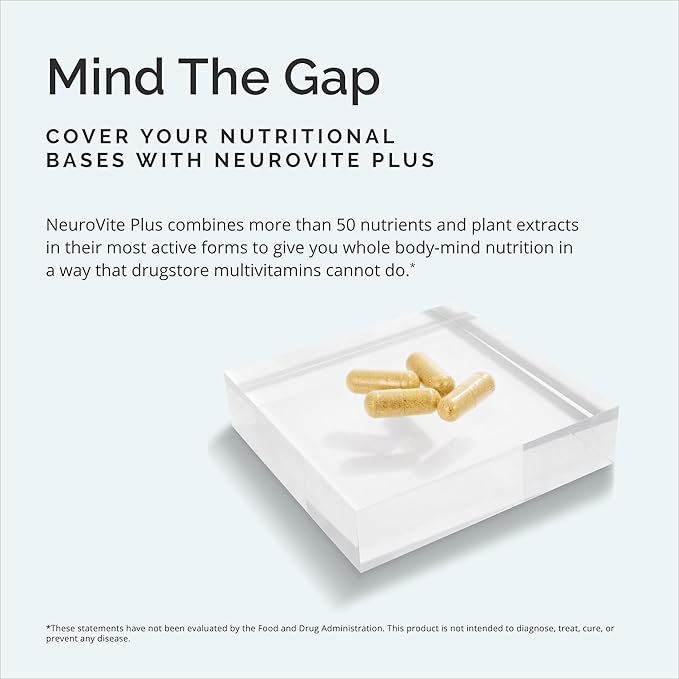 BRAINMD Dr Amen NeuroVite Plus - 120 Capsules, Pack of 2 - Multivitamin & Mineral Supplement - Enhanced with Phytonutrients, Enzymes & Whole Foods - Gluten Free - 60 Total Servings