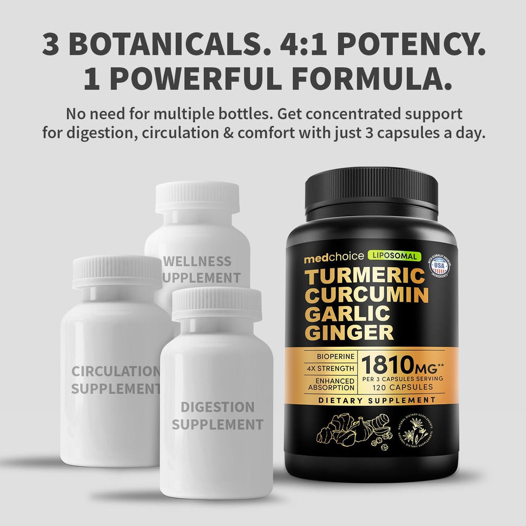 Liposomal Turmeric - High-Absorption Curcumin Supplements, Non-GMO Blend for Digestive Comfort & Daily Support - Organic Turmeric Supplement with Black Pepper (120ct, Pack of 2)