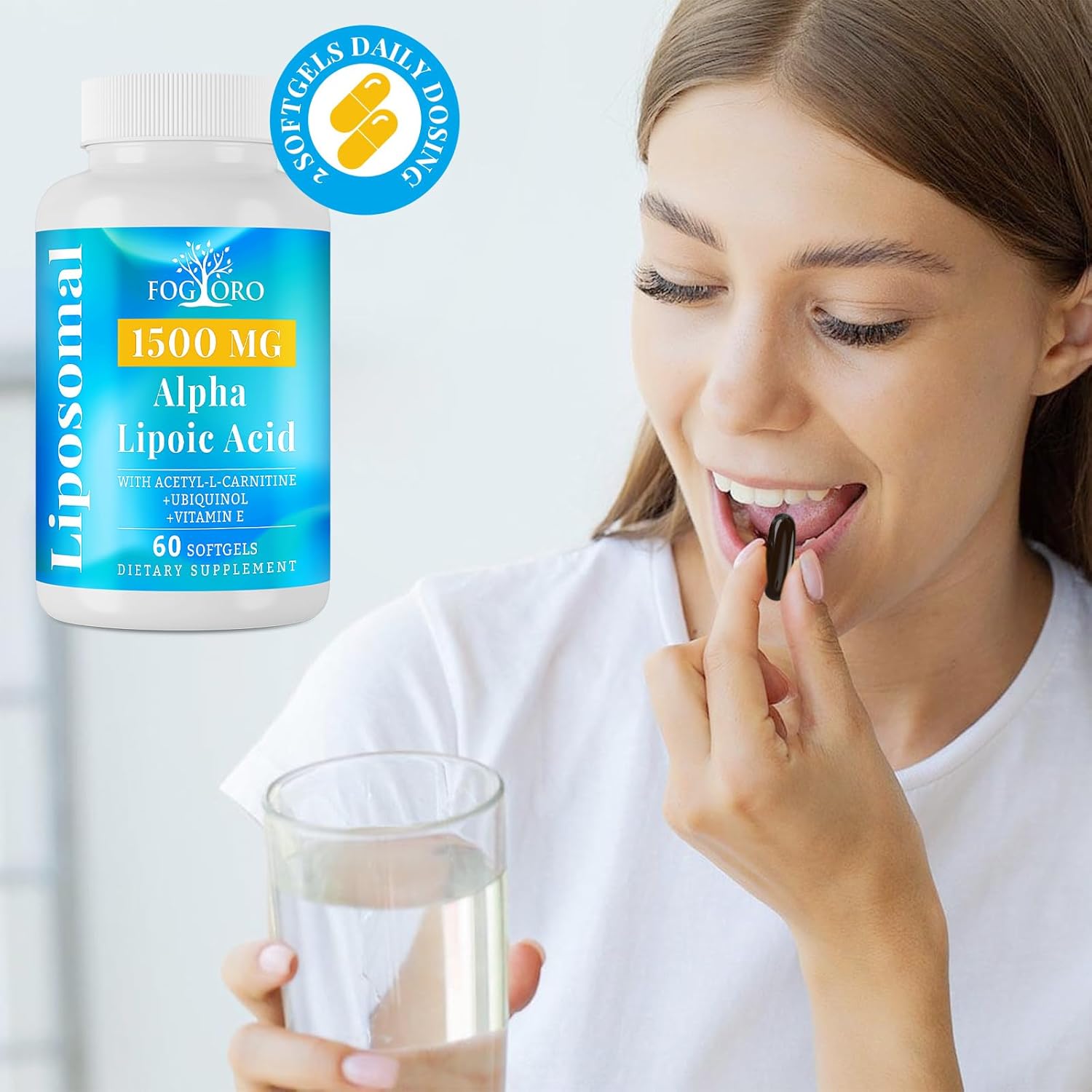 Fogoro Alpha Lipoic Acid 1500 mg-Liposomal ALA Supplement for Cellular Energy Production,Lipid Metabolism,Free Radical Scavenger,120 Softgels