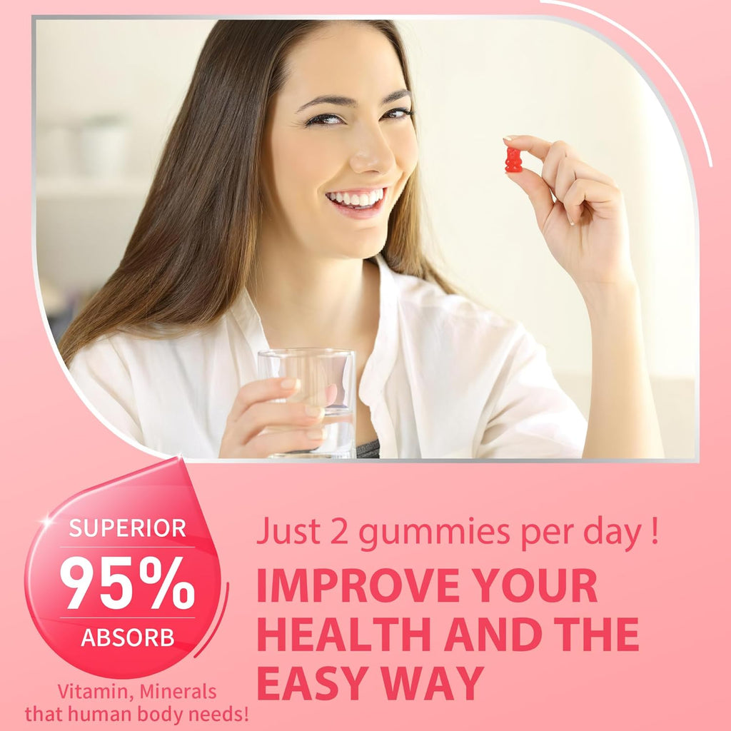 Calcium Magnesium Zinc Gummies & Vitamin D3,B6,B12,Immune & Supporting Bone Health Calcium Magnesium Supplement for Women Men,Sugar-Free Vegan Strawberry Flavor 90 Counts