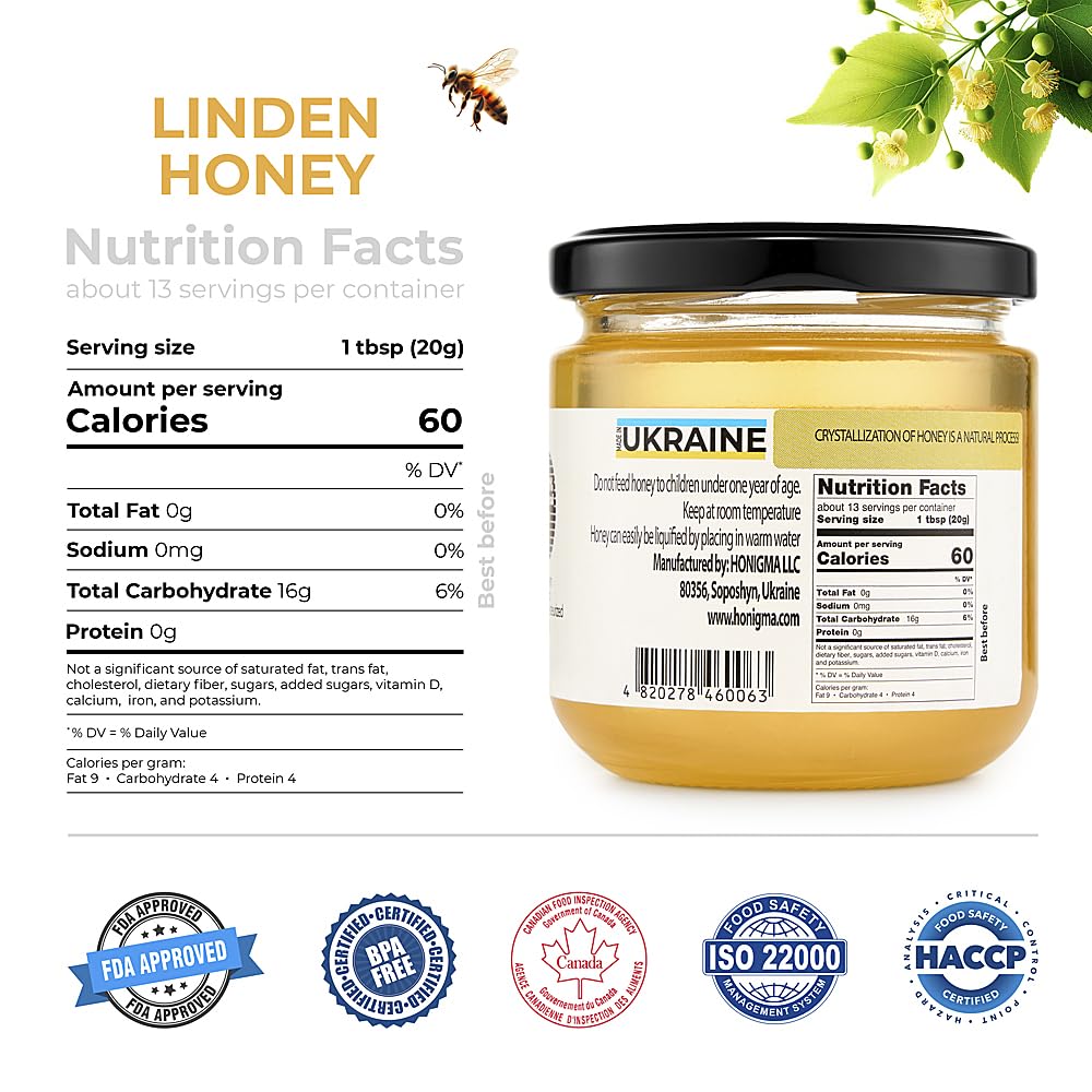 HONIGMA® Raw Honey | Exquisite Taste | 100% Pure | Unpasteurized | Unfiltered | Partially crystallized | 8.8 Fl Oz (Pack of 4)