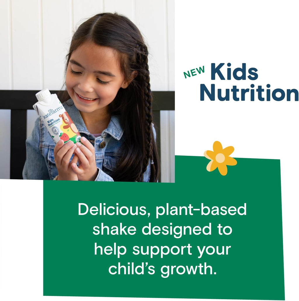 KATE FARMS Organic Kids Nutrition Chocolate Shake, 8g Protein, 27 Vitamins and Minerals, Meal Replacement, Gluten Free, Non-GMO, 8.45 oz (12 Pack)