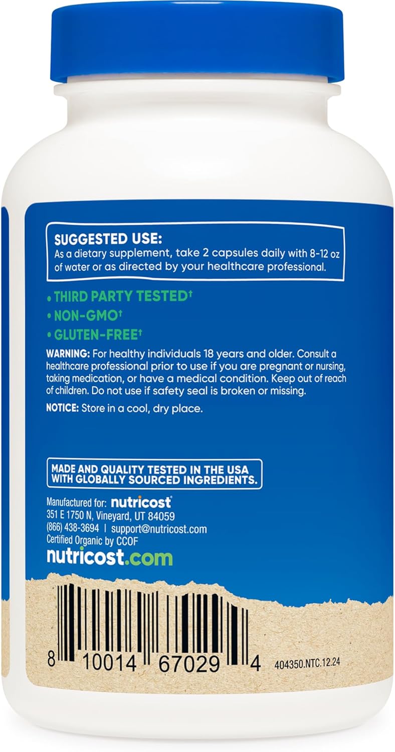 Nutricost Reishi Mushroom Capsules 1500mg, 60 Servings - CCOF Certified Made with Organic Reishi Mushroom, Vegetarian, Gluten Free, 750mg Per Capsule, 120 Capsules