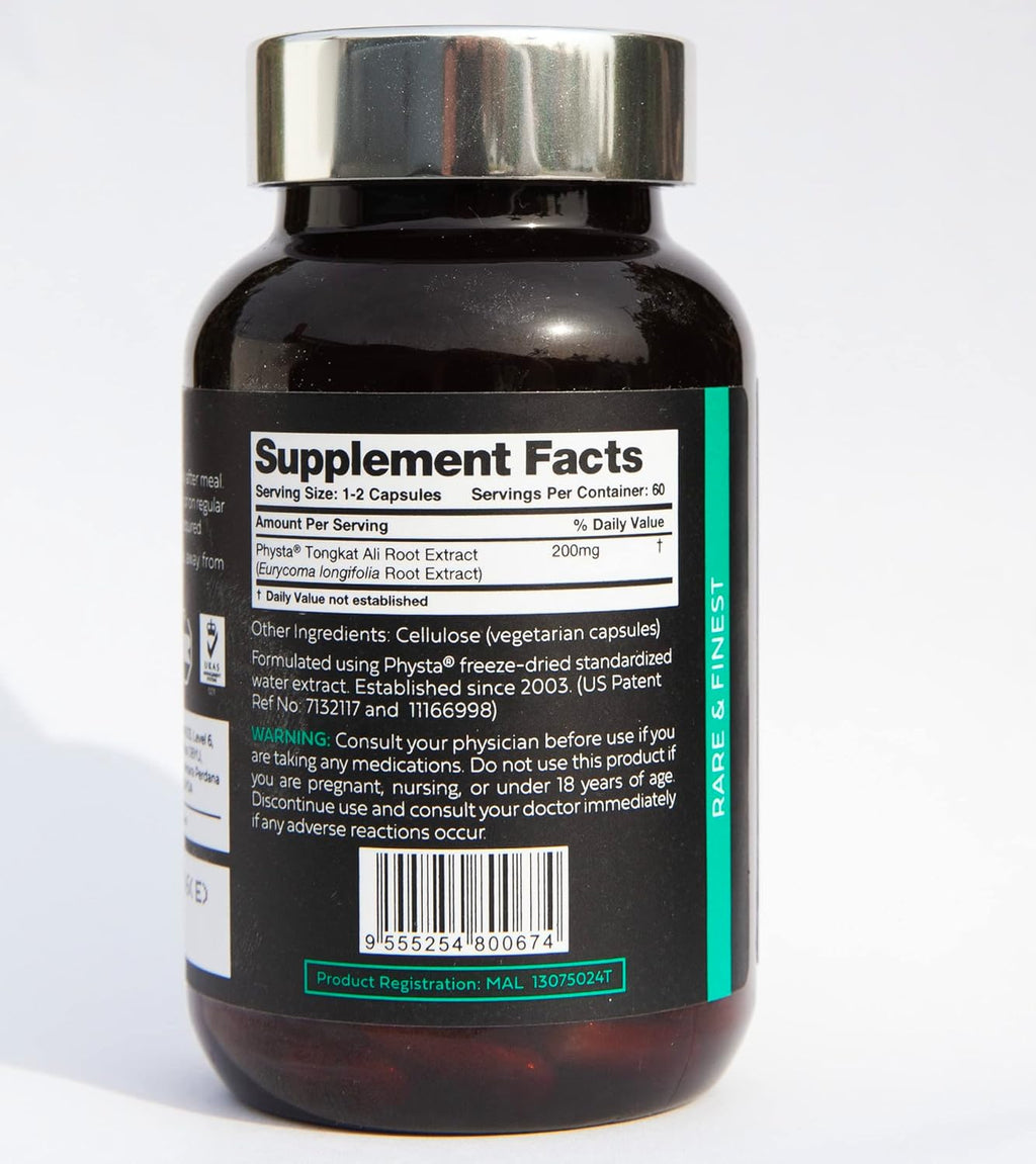 Pure Tongkat Ali Longjack 200:1 Highly Concentrated 1.5% Eurycomanone US Patented Physta® Freeze-Dried Extraction Technology Supports Strength, Energy and Performance (60 Count)