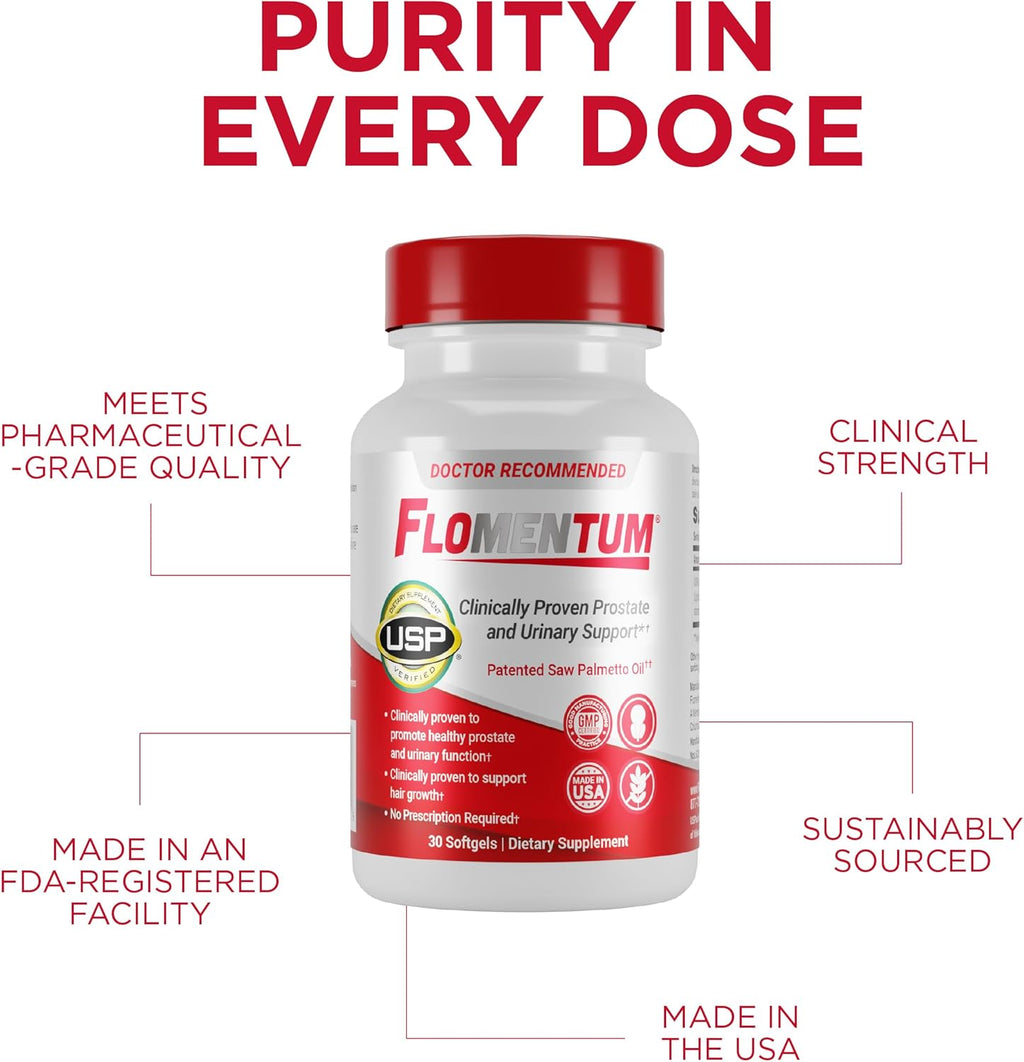 Flomentum® Saw Palmetto for Men Prostate Supplement | Prostate Support Supplement for Men's Health | USP Verified - Healthy Urinary Flow & Urinary Function - 320mg Once Daily (180 Count)