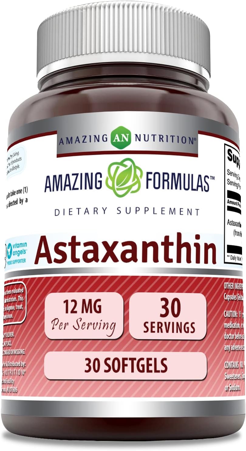 Amazing Formulas Astaxanthin 12mg Softgels Supplement | Non-GMO | Gluten Free (30)
