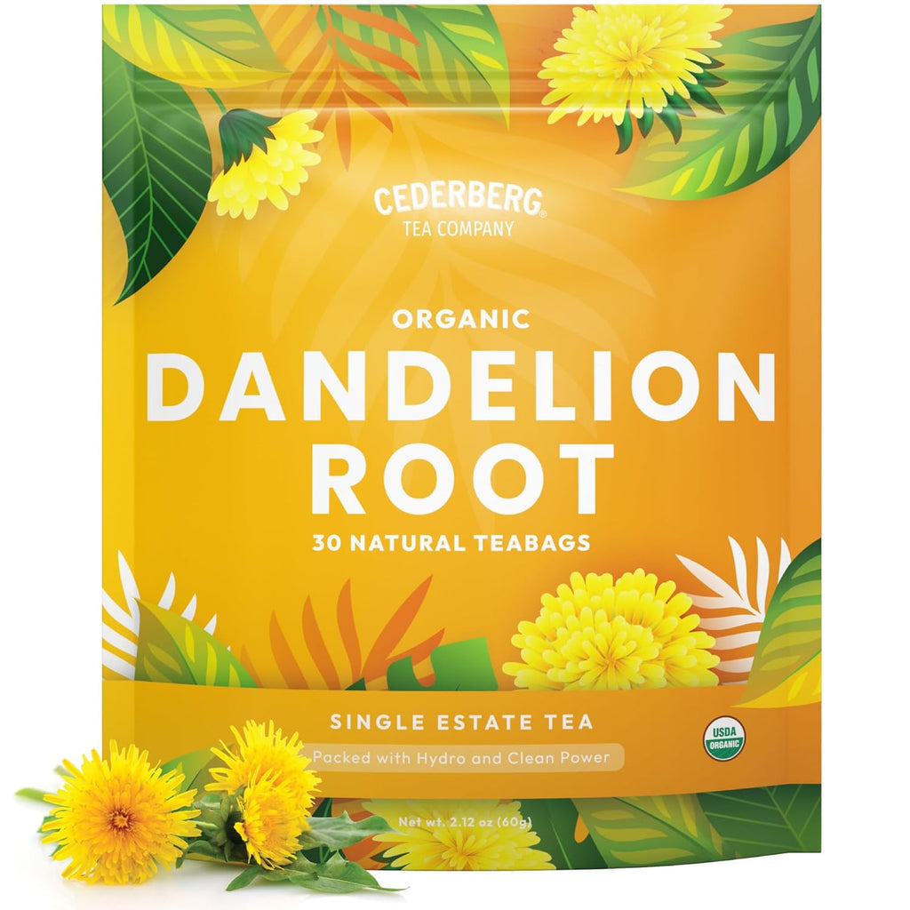 Cederberg Tea Company Organic Dandelion Root Tea — 30 Tea Bags | Organic Herbal Tea From Single Origin | Eco-Friendly Tea Bags | Non-GMO Caffeine Free Tea With Zero Sugar