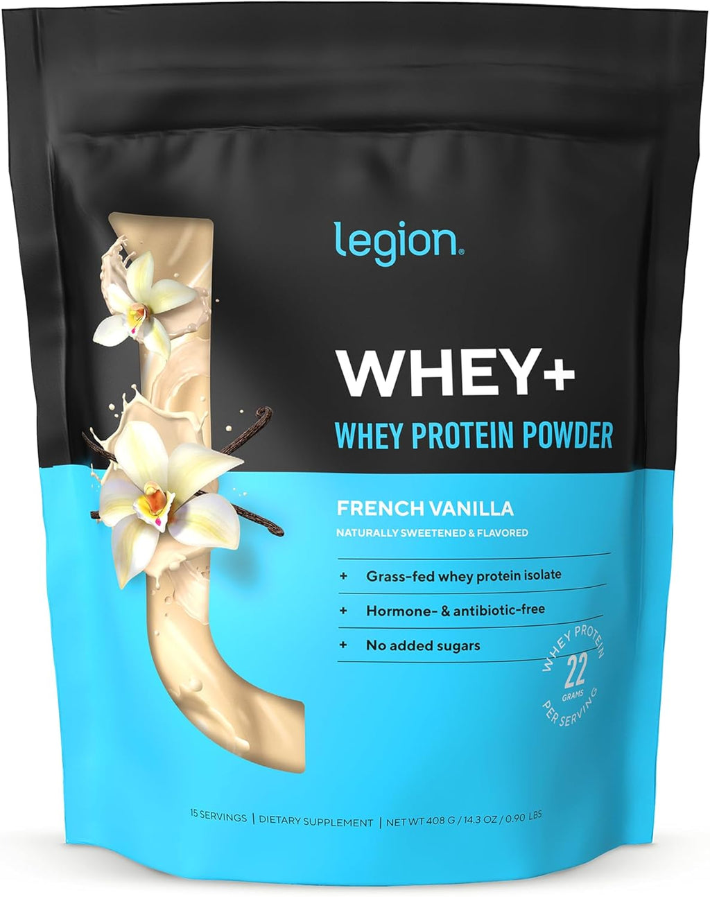 LEGION Whey+ Protein Whey Isolate from Grass Fed Cows - Whey Protein Isolate Powder Low Calorie, Non-GMO, Sugar Free, Lactose and Gluten Free, All Natural Protein Powder for Men & Women (15 Servings)