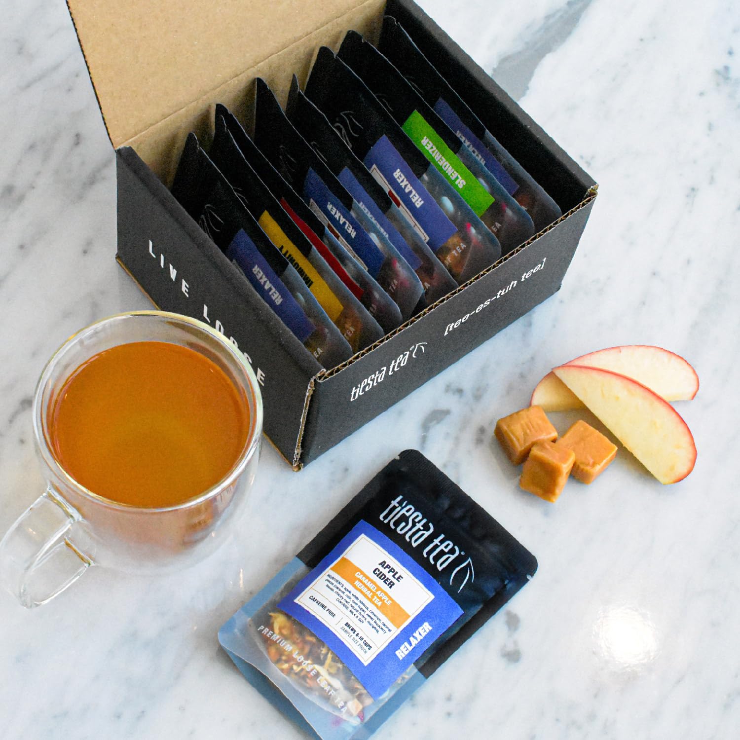 Tiesta Tea Fall Medley Dry Flight Set – Assorted Herbal, Black, Chai, and Fruit Tea Blends for Hot or Iced Brewing, Caffeine Free Loose Leaf Sampler Set with 9 Resealable Pouches
