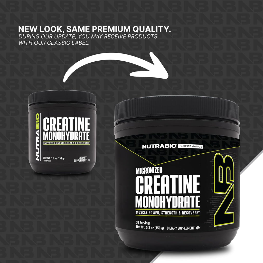 NutraBio Pure Micronized Creatine Monohydrate Powder Supplement, Unflavored, (150 g) - Supports Bulk Muscle Energy, Recovery, and Strength - HPLC Tested Creatine Powder Supplement for Men and Women