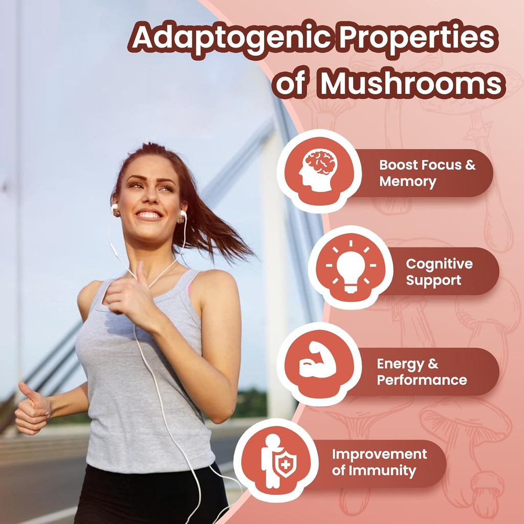 Lions Mane Mushroom Gummies with Ashwagandha, 4000mg 10-Mushroom Complex & 250mg Ashwagandha, Cognitive Support, Mood, Brain Health & Memory, Energy, Reishi, Cordyceps, Turkey Tail, Chaga, 60 Count