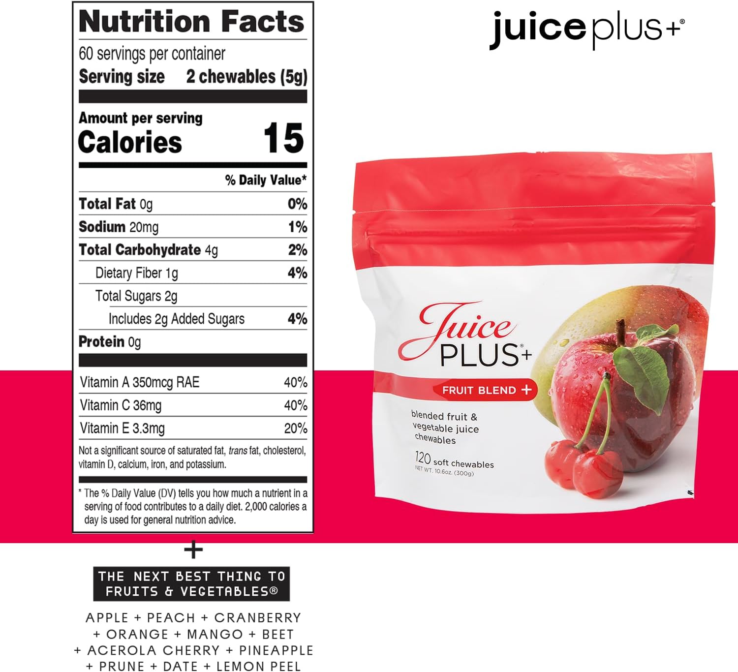 JuicePlus+ Fruit & Vegetable Blend Soft Chews - Tasty Vegan Fruit, Veggie Gummy Vitamins for Adults & Kids - 4 Month Supply 4 packs (2 of each flavor)