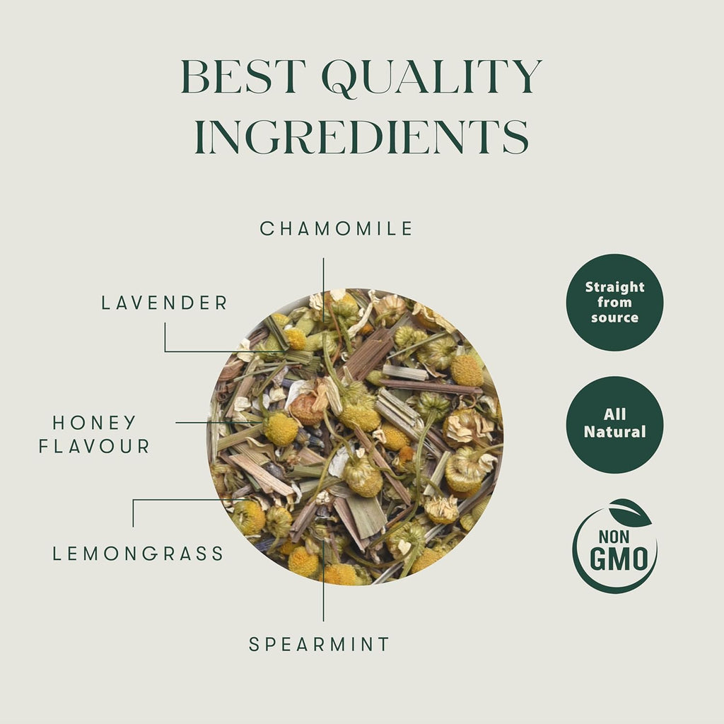 Luxmi Estates - Chamomile Honey Herbal Tea - 50g (25 Cups) | Certified Organic Tea | Caffeine-Free