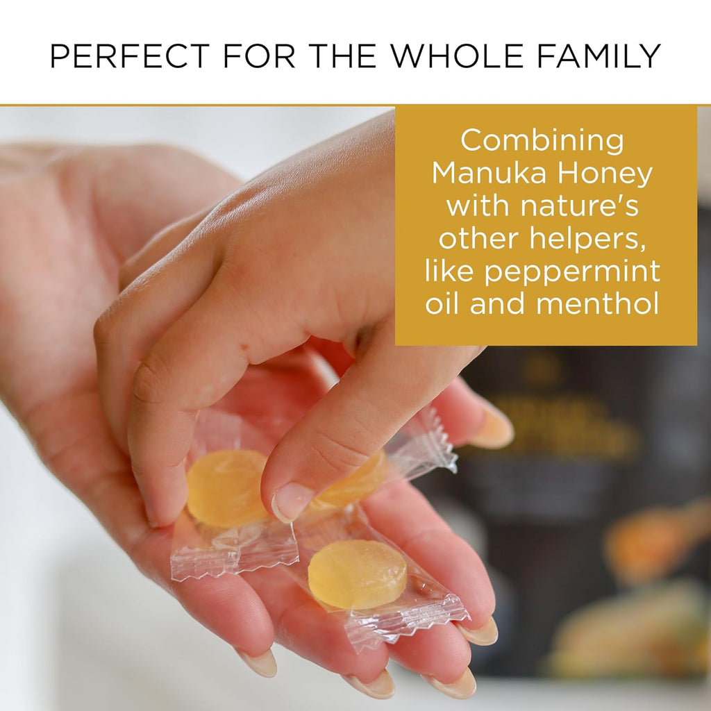 Mount Somers UMF 15+ Manuka Honey & Lemon Drops - 26pcs Soothing Throat Lozenges with Peppermint & Menthol - Natural Relief for Sore Throats