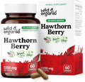 Wild & Organic Hawthorn Berry Capsules 1200 mg - Overall Support - Hawthorne Berry Supplement - Crataegus Monogyna Fruit Powder - 30 Days of Supply - Vegan, No Fillers, Non-GMO - 60 Count