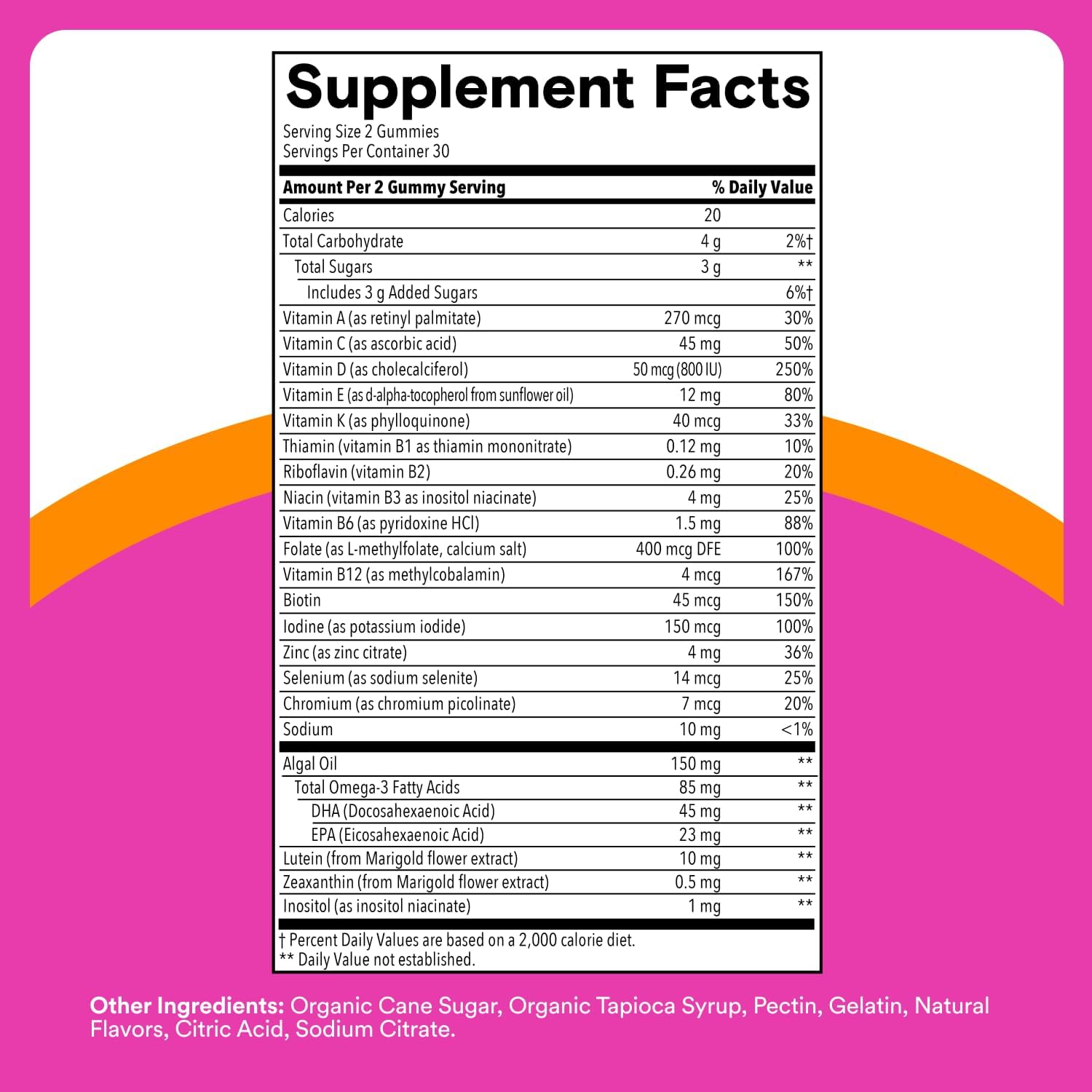 SmartyPants Teen Girl Multivitamin Gummies - Improved Formula: Omega 3 (DHA/EPA), Vitamin C, D3, B12, Vitamin A, K & Zinc, Biotin to Support Hair, Skin & Nails, Gluten Free, 60 Count (30 Day Supply)