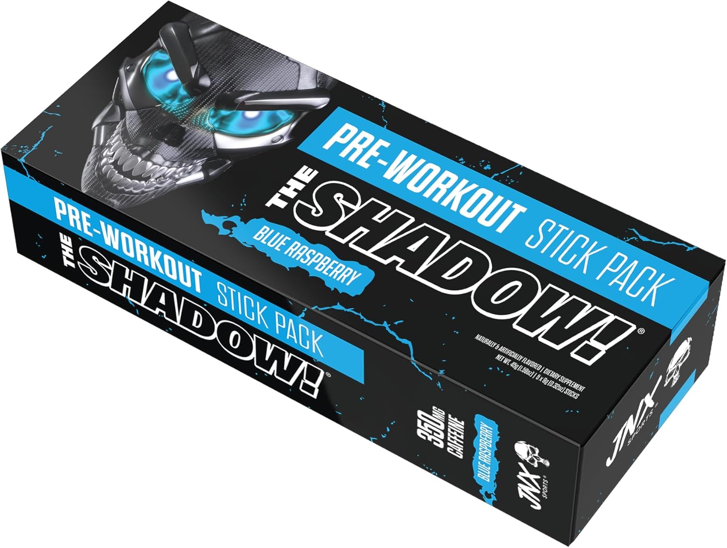 JNX SPORTS The Shadow! High Stim Preworkout - Blue Raspberry 5 Servings | 350mg of Caffeine, Electric Energy, Mental Focus & Superhuman Strength for Men & Women