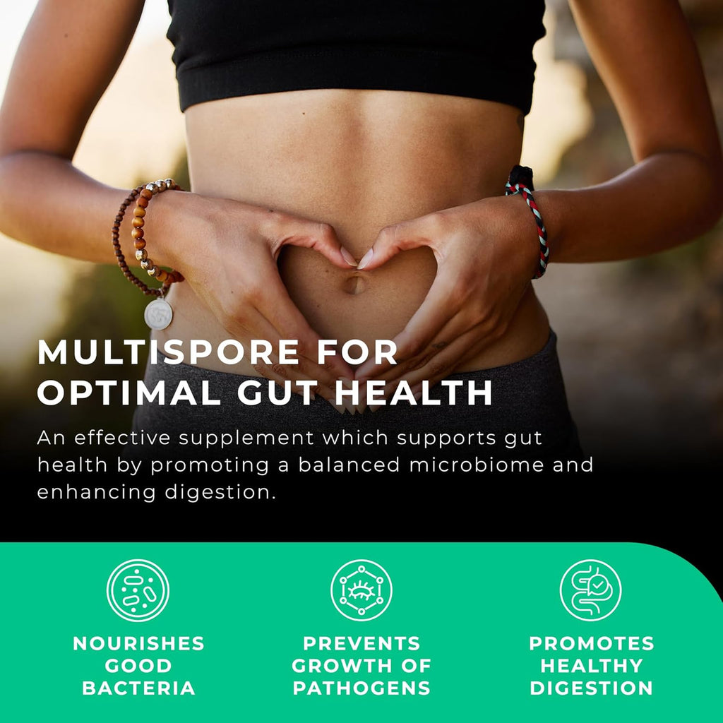 MultiSpore® Plus (Bacillus Coagulans & Bacillus Subtilis) Spore Based Probiotic | 120 Capsules - 4 Month Supply | Bloating Relief/Gut Health | Includes Digestive Enzymes & Prebiotic Inulin | UK Made