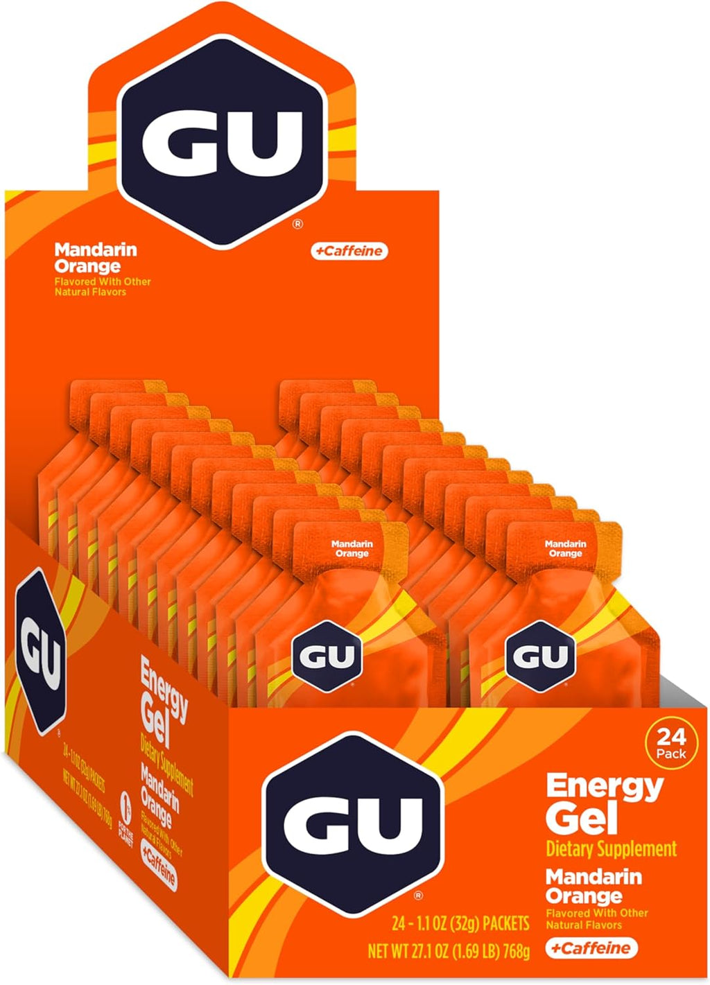 GU Energy Original Sports Nutrition Energy Gel, Mandarin Orange, 24 Count Box