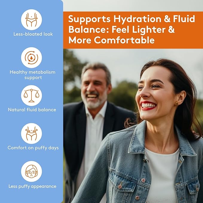 Youth & Tonic Water Weight Away – Herbal Diuretics for Water Retention & Bloating Support – with Potassium & Vitamin B6 for Fluid Balance – 90 Pills for Belly Bloat, Leg & Feet Swelling Support