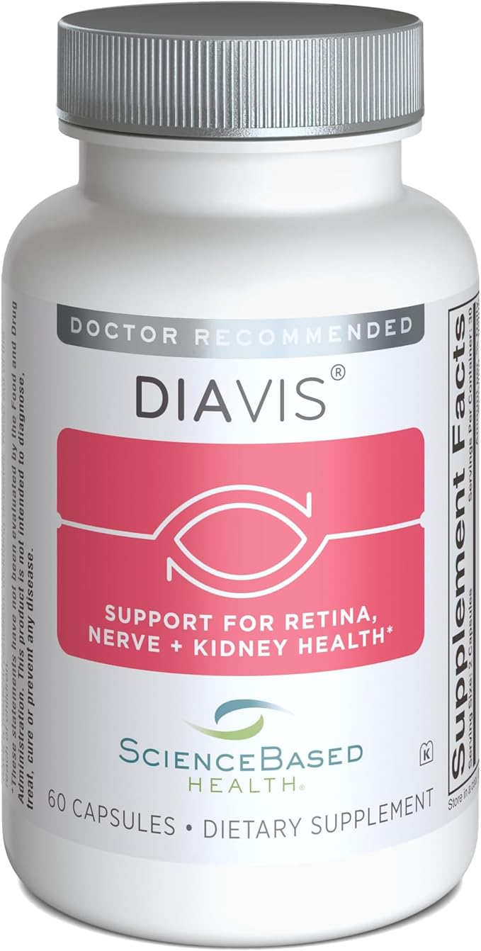 DiaVis – Retinal & Nerve Health Supplement – with Benfotiamine, Curcumin, Resveratrol & Grape Extract – Supports Circulation, Oxidative Stress & Kidney Function – 60 Capsules