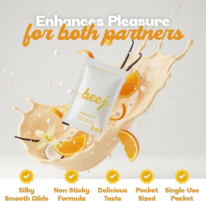 BEEJ Edible Massage Oil - Dreamsicle Flavored with Coconut Oil and Pumpkin Spice Gummies for Couples, No Artificial Flavors or Sweeteners