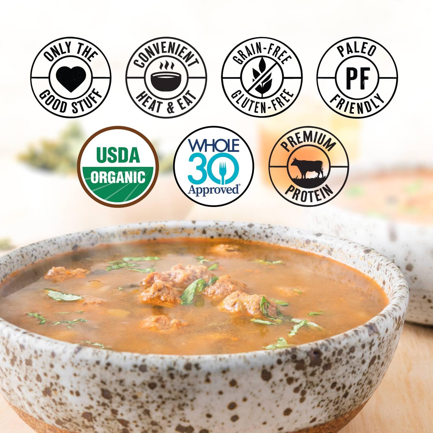 True Primal Savory Wedding Organic Soup 8-pack, Ready to eat, Gluten free, Paleo, Grass-fed beef, Whole30, Keto, Bone broth